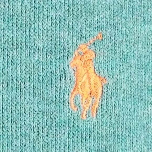 Polo Ralph Lauren sweater men's large green cotton pullover 1/4 zip heavy winter - Picture 4 of 9
